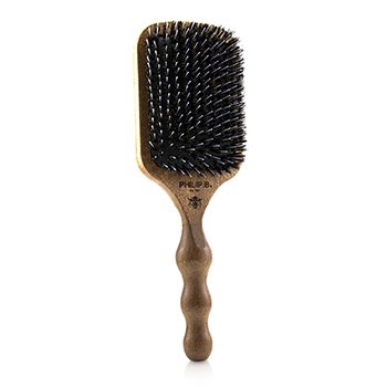 Paddle Hair Brush (Polished Mahogany Laser Printed Handle, Boar + Crystal Nylon Bristles) 